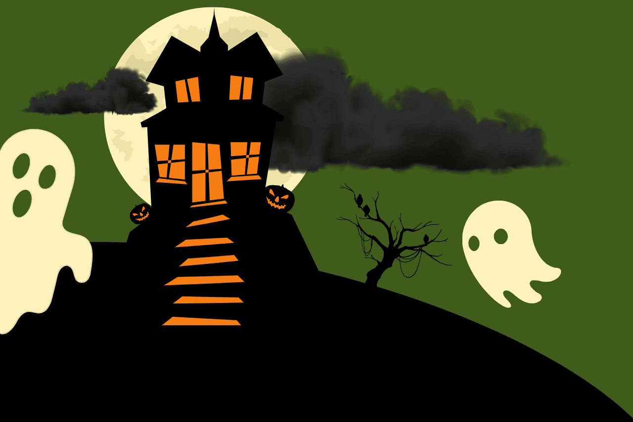 Haunted house on a hill and ghosts 